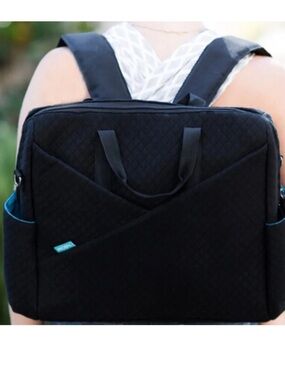 Moby Black Quilted Diaper Bag/Backpack Tote